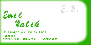 emil malik business card